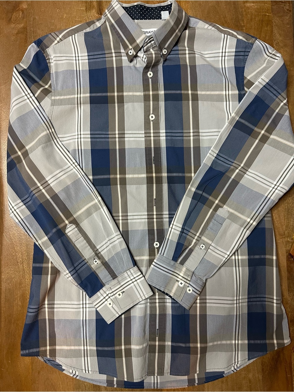 Nick Graham Navy & Gray Plaid Button-Down Shirt